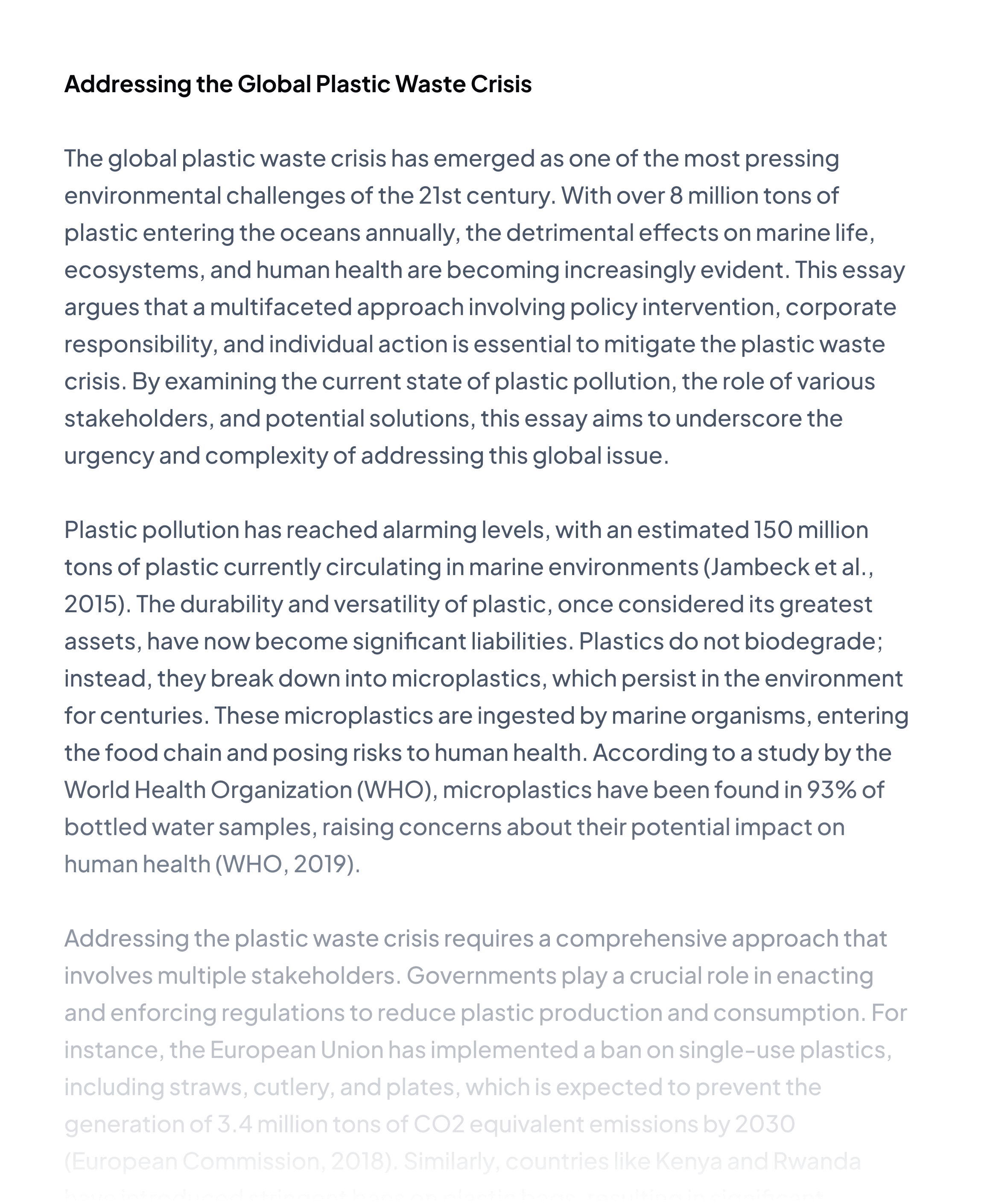 Addressing the global plastic waste crisis