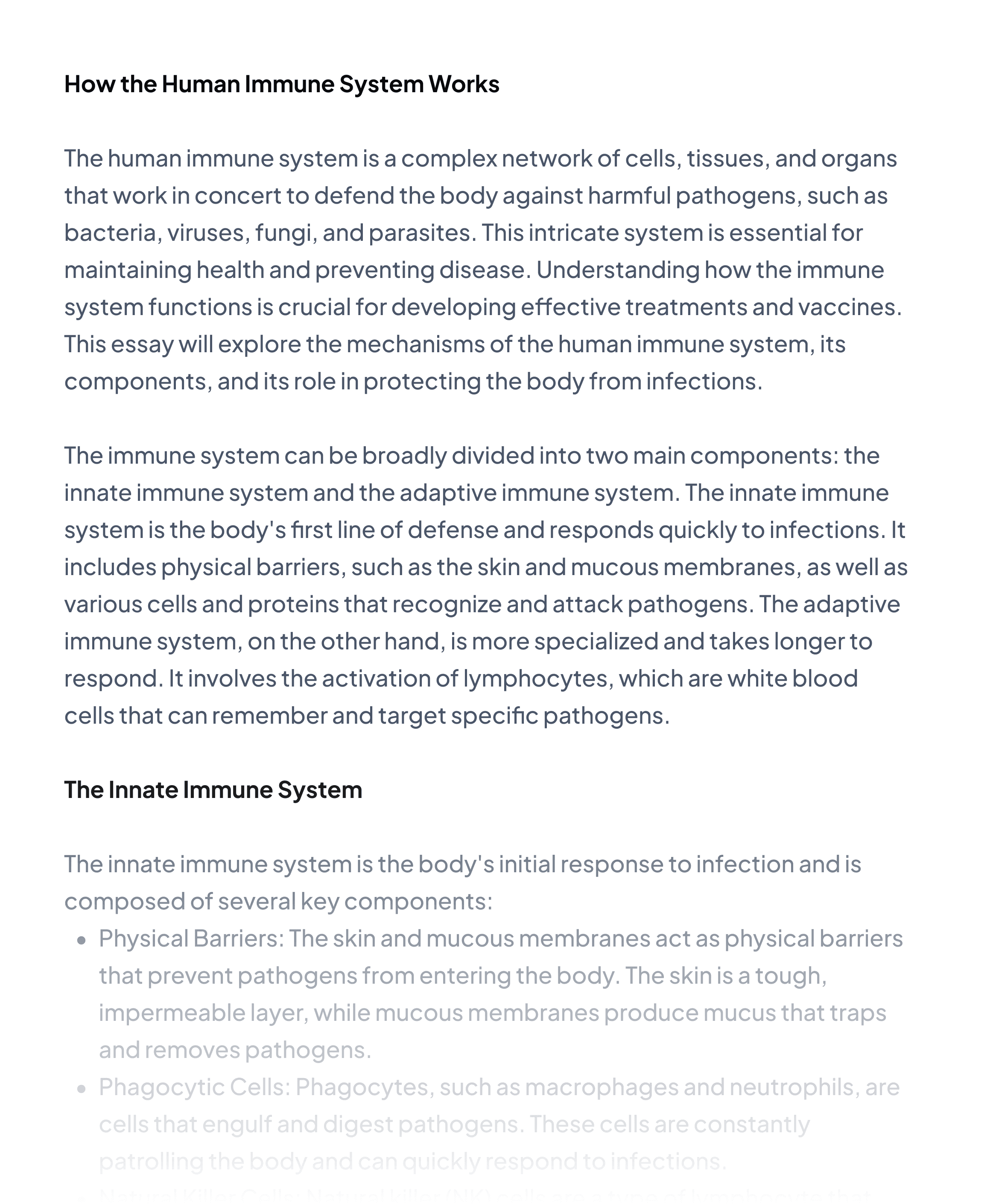 How the human immune system works