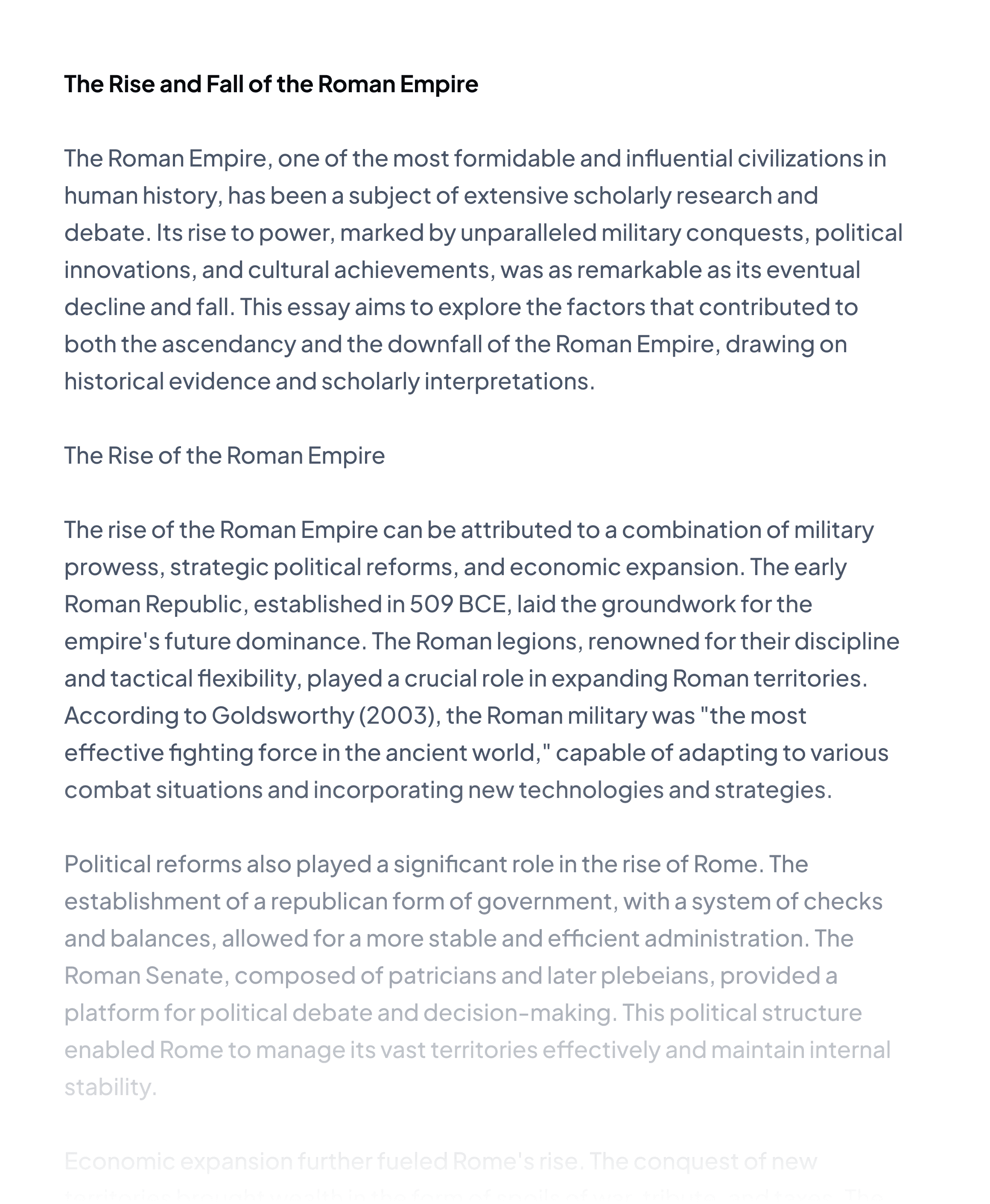 The rise and fall of the Roman Empire